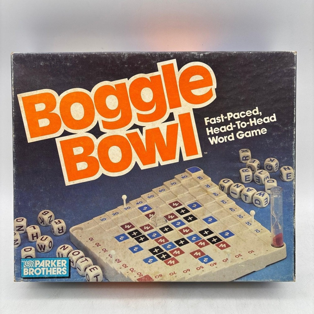 Parker Brothers Boggle Bowl Word Game 1987 Head To Head Dice Retro Complete